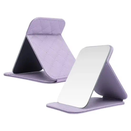 Mber Portable Travel Mirror for Makeup, Travel Makeup Mirror, Foldable Cosmetic Mirror, Adjustable Angle, 8.07"x6.1", Purple image {4}