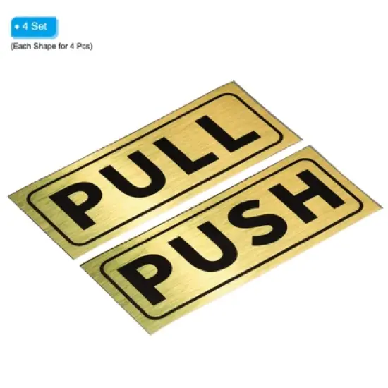 Unique Bargains Self-Adhesive Waterproof Store Shop Horizontal Push Pull Door Sign 4 Set image {2}