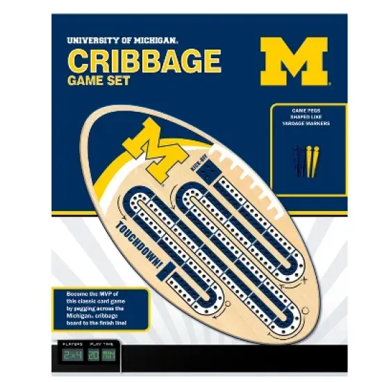 MasterPieces Officially Licensed  NCAA Michigan Wolverines Wooden Cribbage Game for Adults image {1}