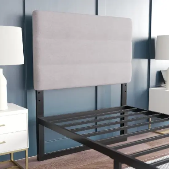 Emma and Oliver Modern Upholstered Headboard with Horizontal Line Stitching and Adjustable Height Rails image {4}