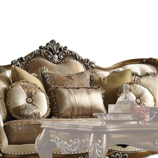 88" Latisha Fabric Pattern Sofa Tan/Antique Oak - Acme Furniture image {2}