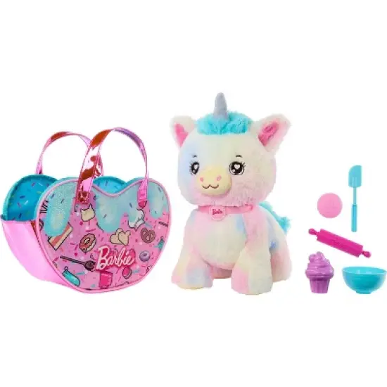 Barbie Chef Pet Adventure Stuffed Animal, Unicorn Toys, Plush with Purse and 5 Accessories image {2}