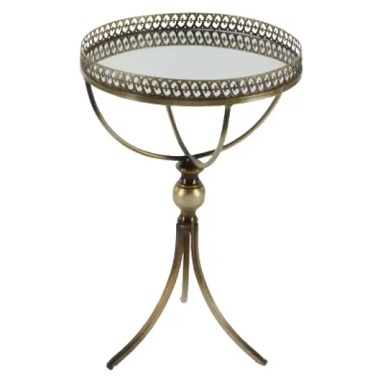 Metal and Glass Round Pedestal Table Gold - Olivia & May image {3}