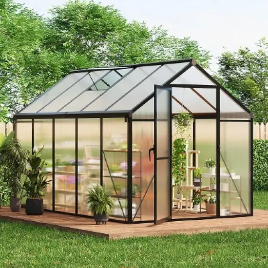 GustoWave Easy To Assemble Walk-In Aluminum Greenhouse In Black. (Upgraded Handle Version) image {8}