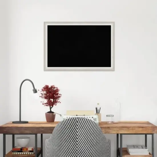 26"x18" Two Tone Wood Frame Cork Board Silver - Amanti Art image {7}