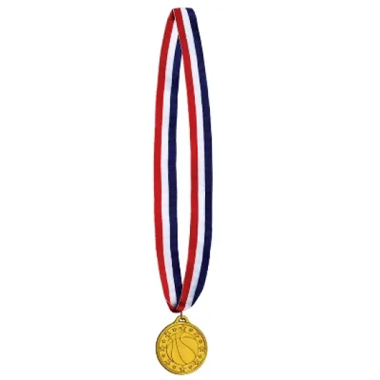 Beistle Basketball Medal w/Ribbon, 30" w/2" Medal, (6/Pkg) Multicolored image {2}
