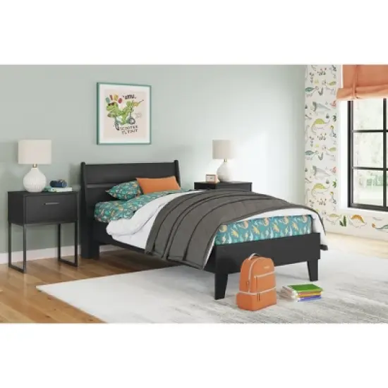 Signature Design by Ashley Socalle Twin Panel Headboard in Matte Black Finish image {4}
