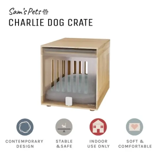 Sam's Pets 25" Charlie Dog Crate In Natural Oak image {7}