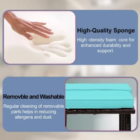 BestMassage Wicker Patio Furniture 3 Piece Rattan Table and Chairs image {3}