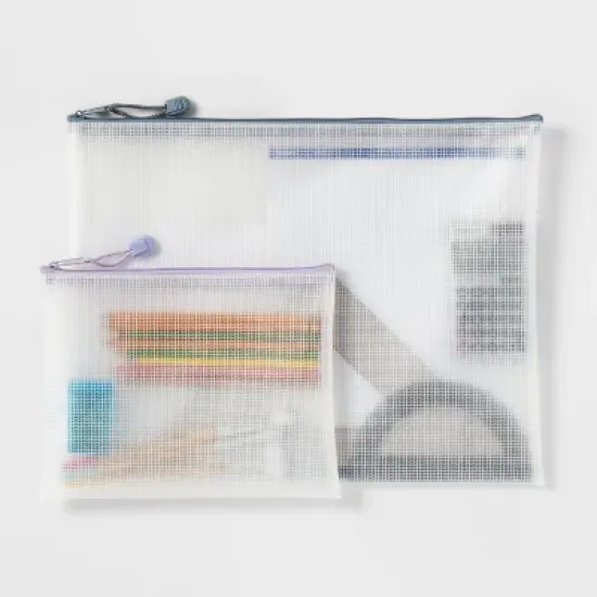 Legal & Accessory Size Zip Pouches Water-Resistant & Multi-color Zipper 2pk &ndash; up&up&trade; image {1}