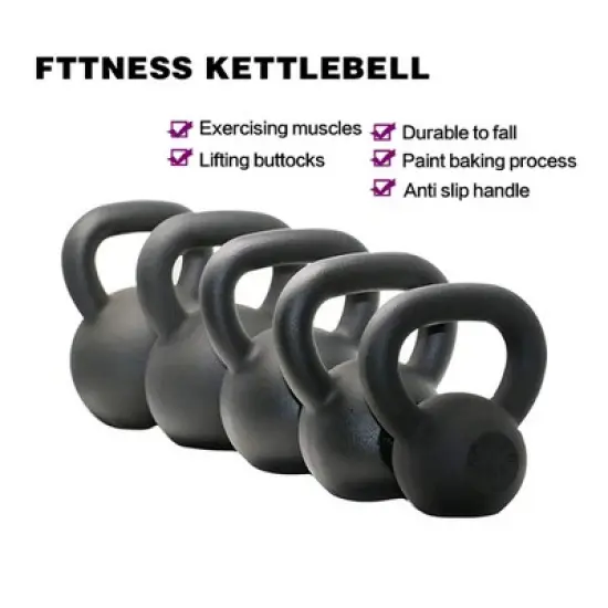 NAYSAYE Kettlebell 25LB Solid Cast Iron for Strength Training and Muscle Building Flat Bottom for Home Gym, Black, 11"*7"*7" image {3}