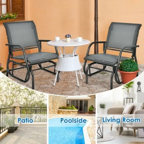 Costway 2PCS Patio Swing Glider Chair Single Rocking Chair Yard Outdoor Grey image {4}
