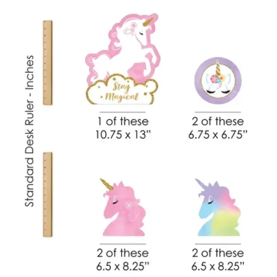 Big Dot of Happiness Rainbow Unicorn - Magical Unicorn Baby Shower or Birthday Party Centerpiece Table Decorations - Tabletop Standups - 7 Pieces image {5}