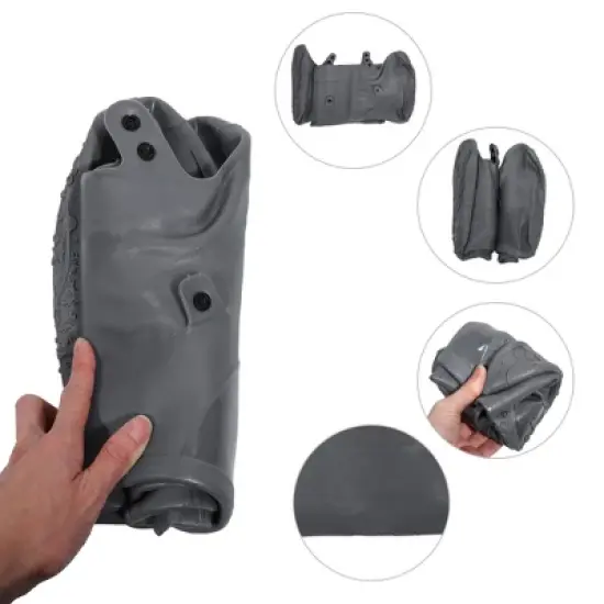 Unique Bargains Waterproof Non-Slip Reusable Rain Shoes Covers Deep Gray Size 3XL 1 Pair image {2}