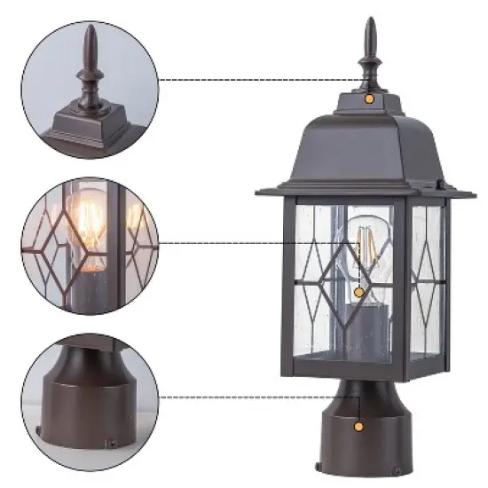 C Cattleya 16in Oil-Rubbed Bronze Outdoor Post Light with Seeded Glass for Walkway, Backyard or Garden image {2}