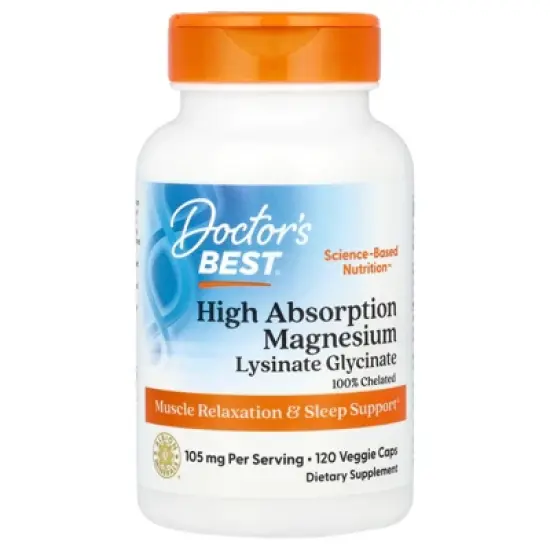Doctor's Best High Absorption Magnesium, Lysinate Glycinate 100% Chelated, 105 mg per Serving, 120 Veggie Caps image {4}