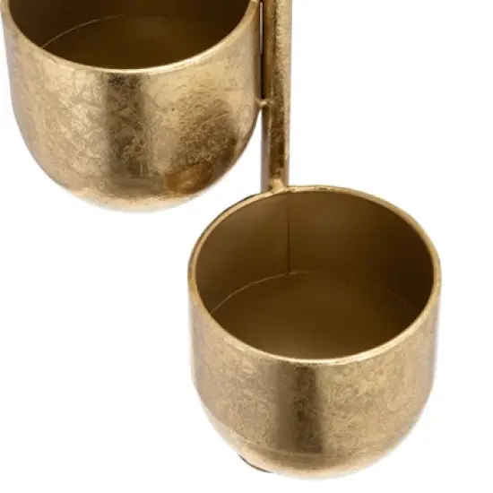 Sagebrook Home 4" Wide 3pc Hanging Metal Planters Gold image {6}