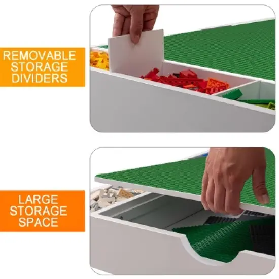 Children Game Table, Learning Table Compatible With Building Blocks, Children Activity Table With 2 In 1 Tabletop, Game Furniture For Playing Drawing image {5}