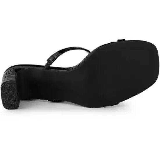 Perphy Dual Strap Croc Embossed Chunky Heel Slide Sandals image {4}