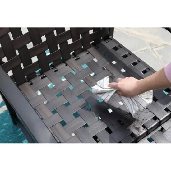 5pc Strap Chairs, Ottomans & Glass Top Side Coffee Table - Captiva Designs image {2}