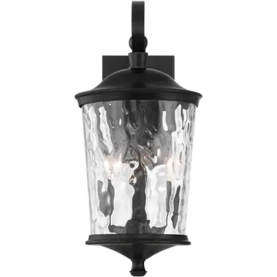 John Timberland Cirilla 17 1/2" High Modern Outdoor Wall Light Fixture Mount Porch House Exterior Weatherproof Matte Black Metal Clear Glass Shade image {5}