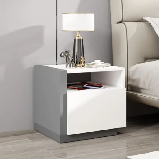 Tangkula Nightstands Set of 2 Modern Minimalist Bed Side Table w/ Open Compartment image {4}