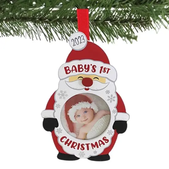 Malden International Designs Baby's 1St Christmas Ornament 2023  -  One Ornament 5.25 Inches -  Santa Picture Frame  -  8062810  -  Wood  -  Red image {2}