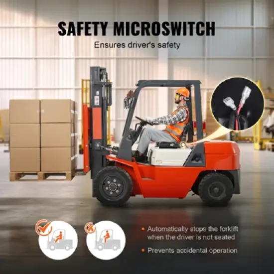 VEVOR Universal Forklift Seat, Fold Down Tractor Seat with Adjustable Angle Back and Micro Switch, 6.3-13.4 inch Extended Slot, Black image {4}