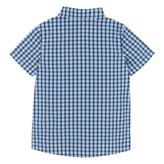 Andy & Evan Toddler Short Sleeve Bamboo From Rayon Buttondown Blue, Size 2T image {1}