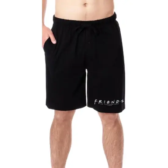 Friends The Television Series Mens' TV Show Title Logo Sleep Pajama Shorts Black image {3}