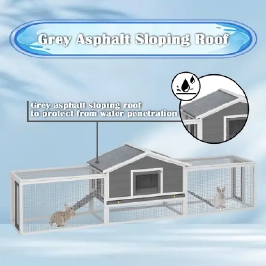 Kumasinova 2-Story Large Outdoor Rabbit Hutch with Run,121.65" Wooden Bunny Cage with Ramp,Asphalt Roof & Locking Doors,Rabbit Cage for Small Animals image {4}