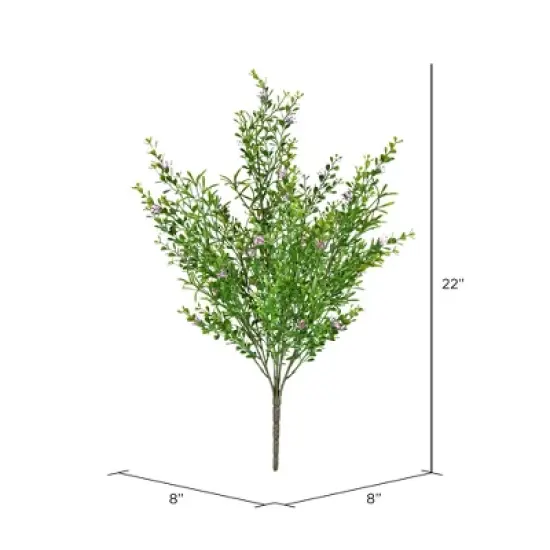 Vickerman 22" Artificial UV Coated Bush with Mini Purple Flowers and Boxwood Greenery. image {1}
