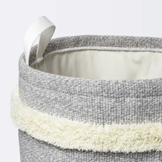 Tufted Canvas Round Storage Bin - Cloud Island&trade; Gray/Cream Large image {2}