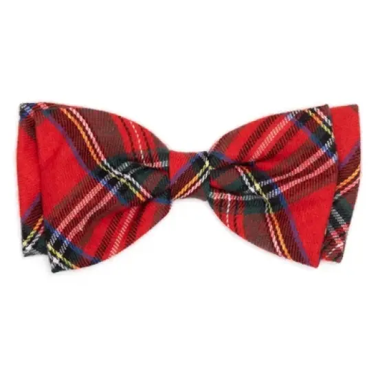 The Worthy Dog Red Black Multicolored Plaid Bow Tie Adjustable Collar Attachment Accessory image {3}