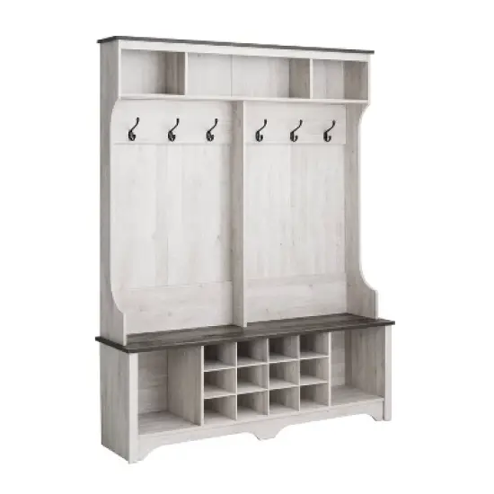 Prepac 60" Entryway Shoe Organizer Washed White image {1}