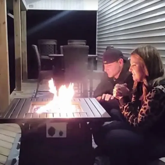 5pc Patio Dining Set with Steel Fire Pit Table & 360 Swivel Chairs - Captiva Designs image {4}