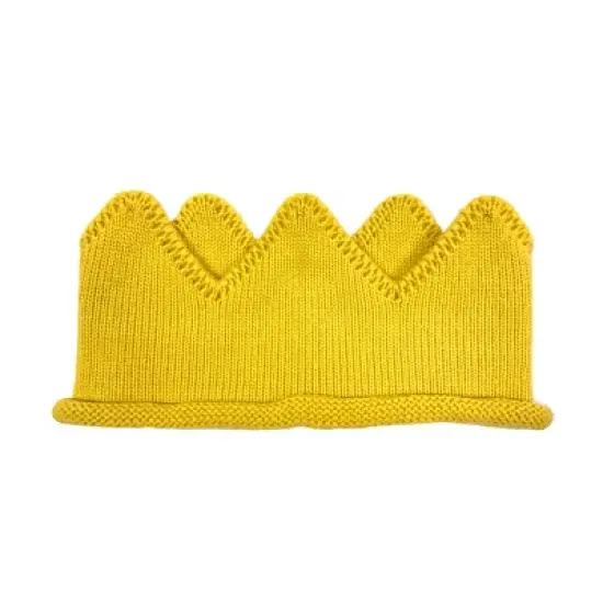 Wrapables Baby Boy & Girl Birthday Party Knitted Crown Headband Beanie Cap Hat, Yellow image {1}