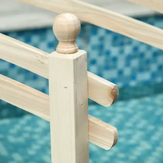 Outsunny 7.5' Fir Wood Garden Bridge Arc Walkway with Side Railings, Perfect for Backyards, Gardens, & Streams image {5}