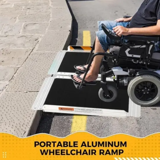2-8Ft Non-Slip Folding Wheelchair Ramp, Portable Threshold Ramp for Home Use, Scooter Access for Car, Doorways, Curbs, and Stairs(Using height 2-24") image {5}
