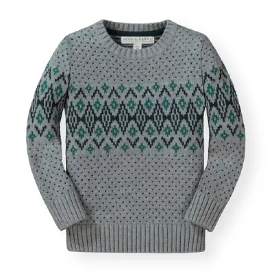 Hope & Henry Boys' Crewneck Pullover Sweater with Elbow Patches, Kids image {9}