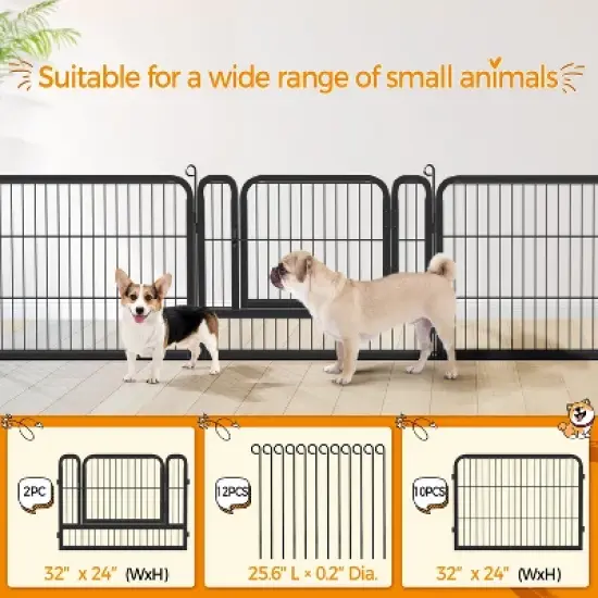 Yaheetech 12 Panel Dog Playpen Dog Exercise Pen Cat Fence, Black image {5}
