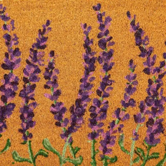 Juvale Floral Spring Coir Door Mat for Front Door, Entryway, 17x30 Lavender Flower Outdoor Welcome Mat for Garden, Garage, Patio, Home, Porch Decor image {6}