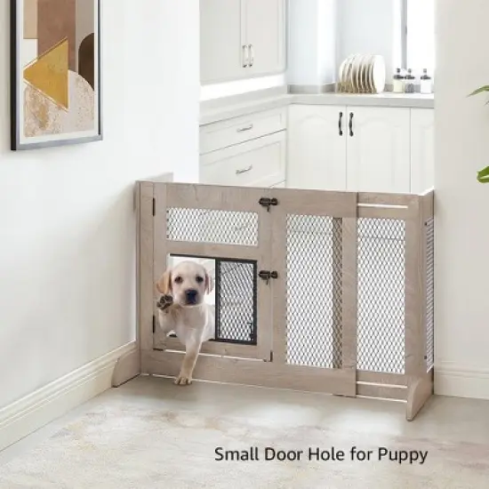 unipaws Walk Through Pet Gate with Dog Door image {12}