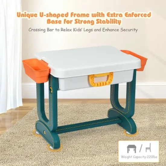 Costway 5 in 1 Kids Activity Table Set w/ Chair Toddler Luggage Building Block Table image {8}
