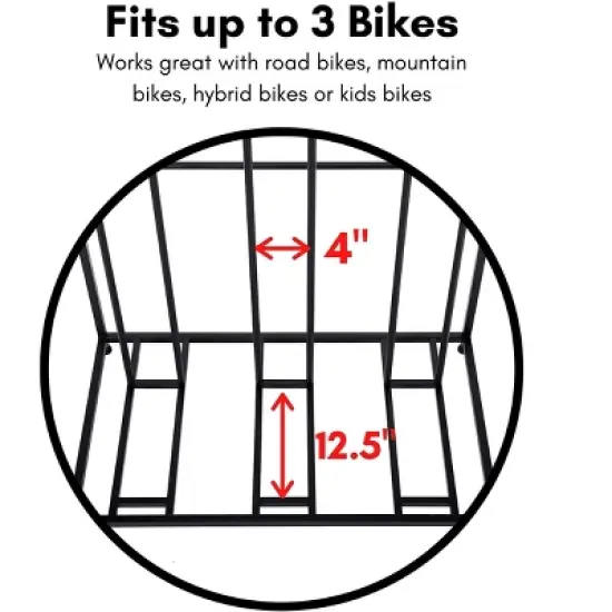 BirdRock Home 3-Bike Stand Rack with Storage - Black image {7}