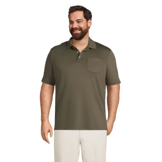 Lands' End Men's Short Sleeve Super Soft Supima Polo Shirt with Pocket image {10}