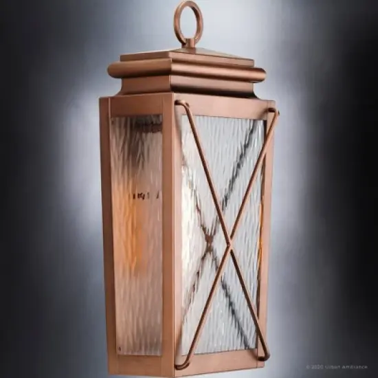 Urban Ambiance Luxury Vintage Outdoor Wall Sconce 21.5''H x 10''W,  Antique Copper Finish,  Buffalo Collection, UHP1411 image {3}