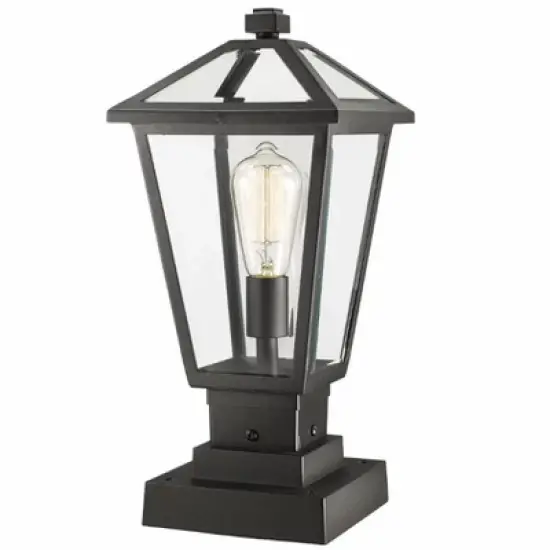 Talbot Outdoor Pier Light - 1-Bulb, Dimmable, Wet Rated, Steel, 8.25" x 17.5" - Classic Charm image {2}