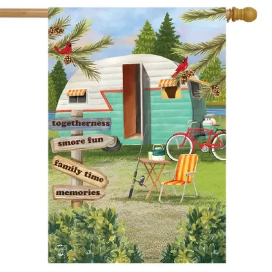 Woodsy Camper Summer House Flag Campsite 28" x 40" Briarwood Lane image {1}