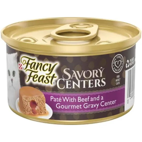 Purina Fancy Feast Savory Centers Pat&eacute; Gourmet Wet Cat Food with Beef and a Gourmet Gravy Center - 3oz image {5}